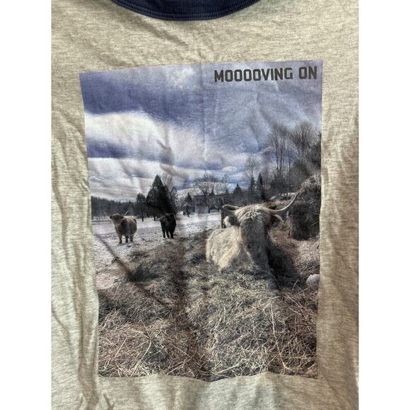 NWT Aerie Long Sleeve Graphic Cow T-Shirt Gray Size XS - Picture 2 of 5